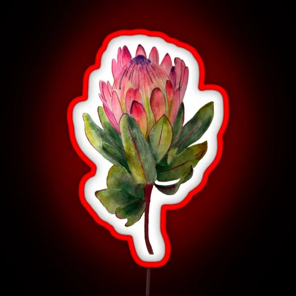 Painted Protea Flower Pattern RGB Neon Sign