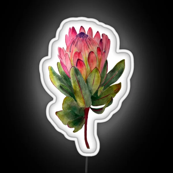 Painted Protea Flower Pattern RGB Neon Sign