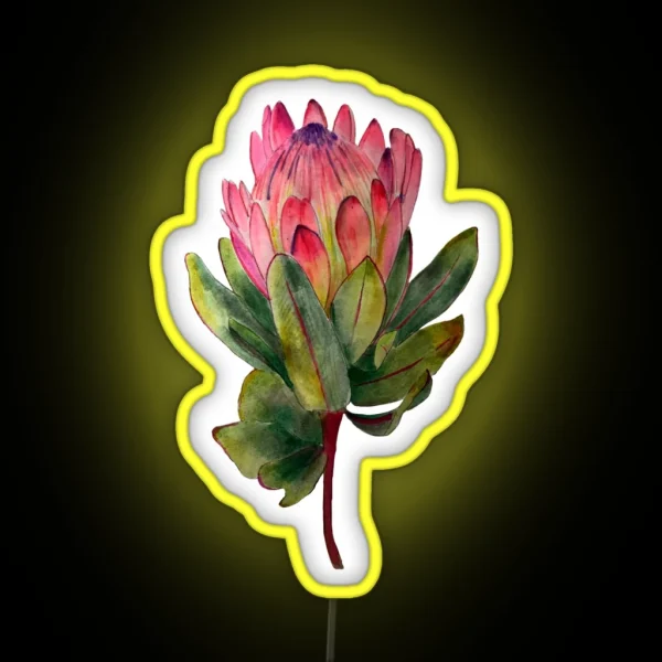 Painted Protea Flower Pattern RGB Neon Sign
