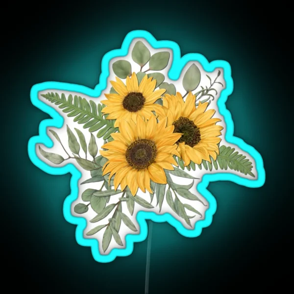 Painted Sunflower Bouquet RGB Neon Sign
