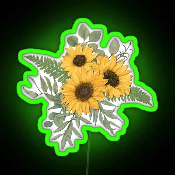 Painted Sunflower Bouquet RGB Neon Sign