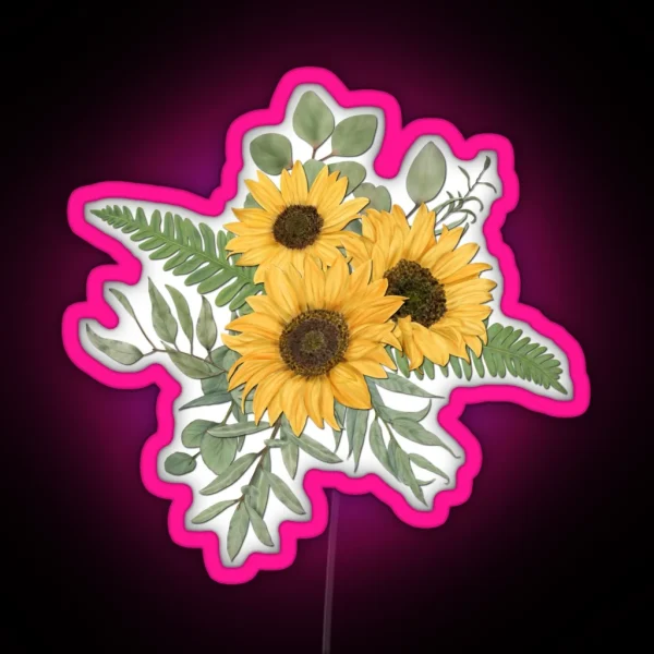 Painted Sunflower Bouquet RGB Neon Sign