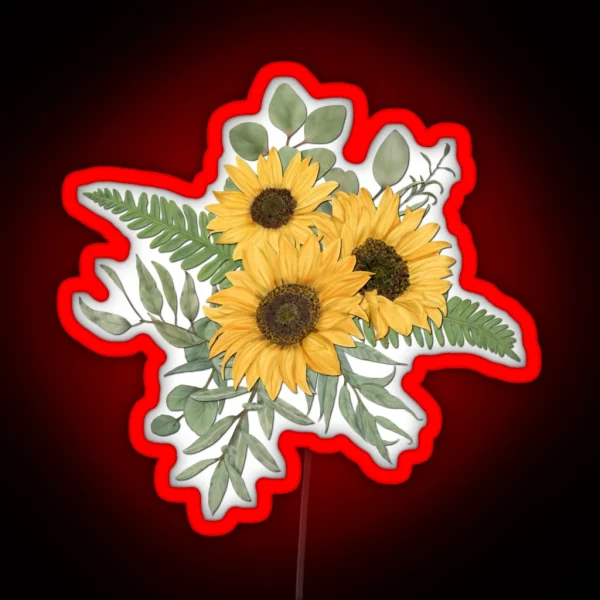 Painted Sunflower Bouquet RGB Neon Sign