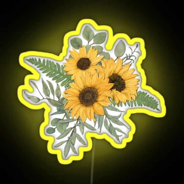 Painted Sunflower Bouquet RGB Neon Sign