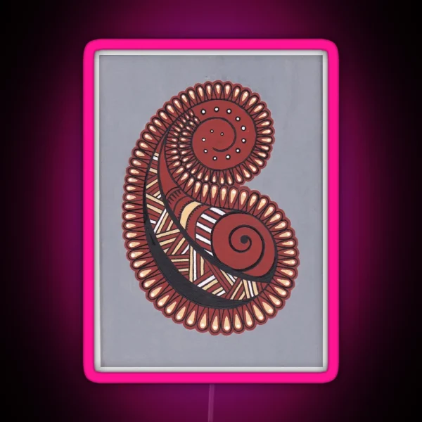 Paisley Design Pattern RGB Neon Sign