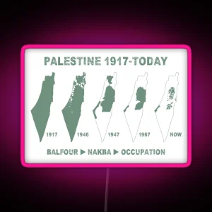 Palestine Map Land Stealing Since 1917 RGB Neon Sign