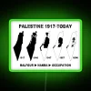 Boldly protesting Israel's historical land taking since 1917 in neon.