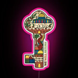 Palestinian Key Of Return Palestine Freedom Human Rights Support Design RGB Neon Sign