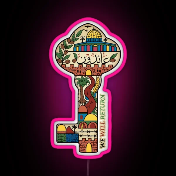 Palestinian Key Of Return Palestine Freedom Human RGB Neon Sign