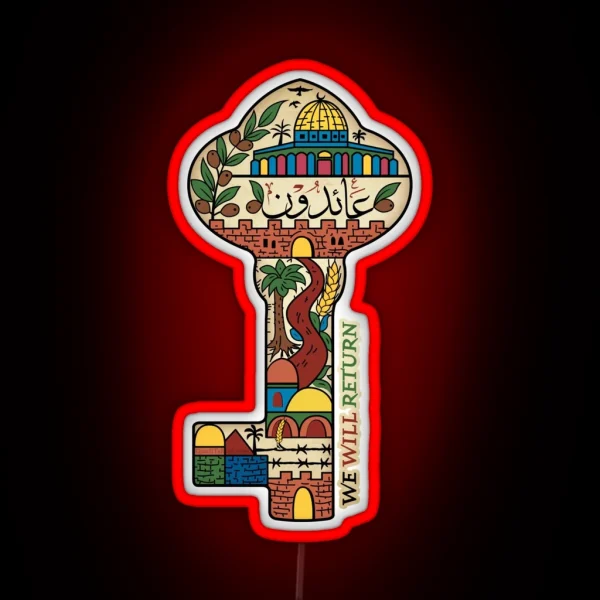 Palestinian Key Of Return Palestine Freedom Human RGB Neon Sign