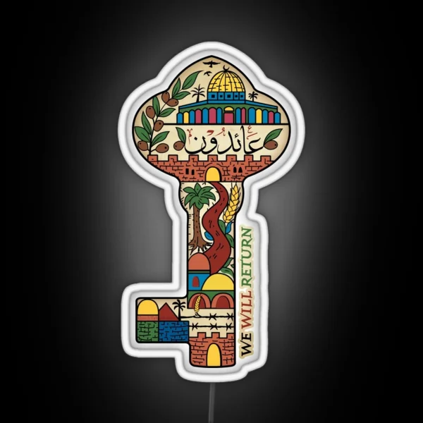 Palestinian Key Of Return Palestine Freedom Human RGB Neon Sign