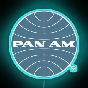 Pan Am Early 1950s Globe Thin Frame Inverted RGB Neon Sign