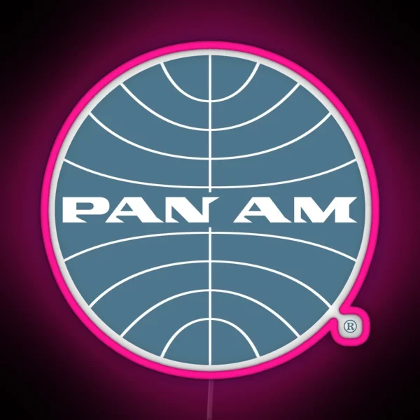 Pan Am Early 1950s Globe Thin Frame Inverted RGB Neon Sign