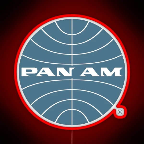 Pan Am Early 1950s Globe Thin Frame Inverted RGB Neon Sign