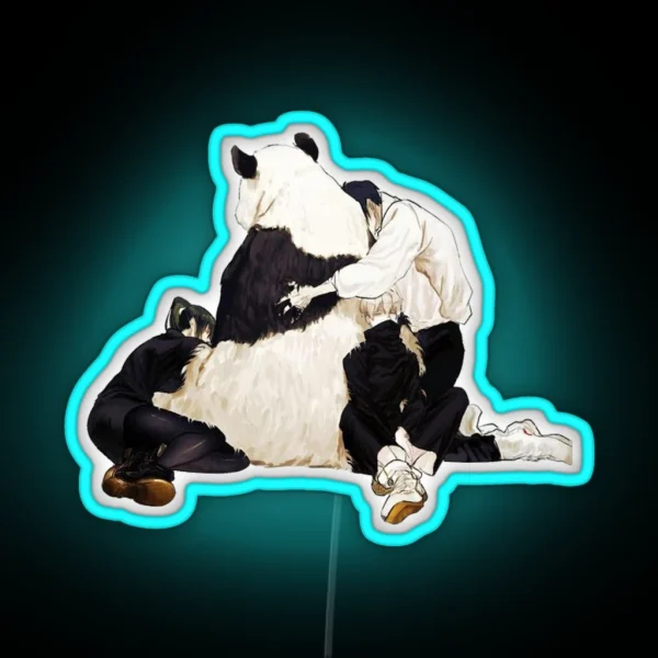 Panda Cuddle RGB Neon Sign
