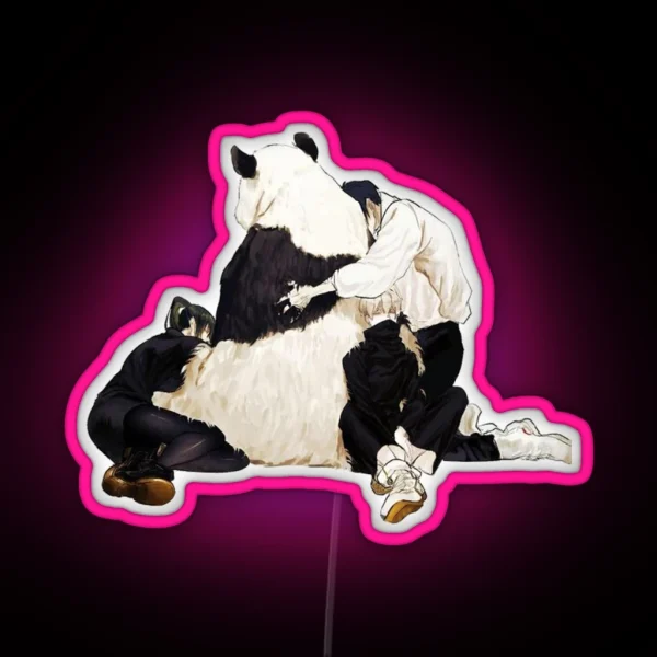 Panda Cuddle RGB Neon Sign
