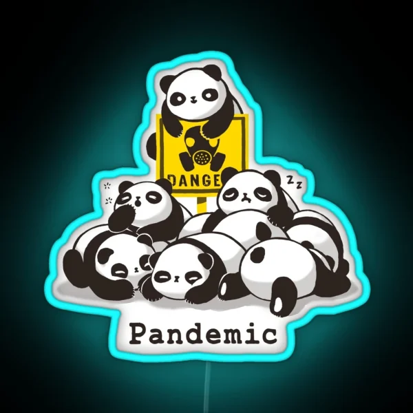 Pandemic Pun Fluffy Cute Panda Social Distancing RGB Neon Sign