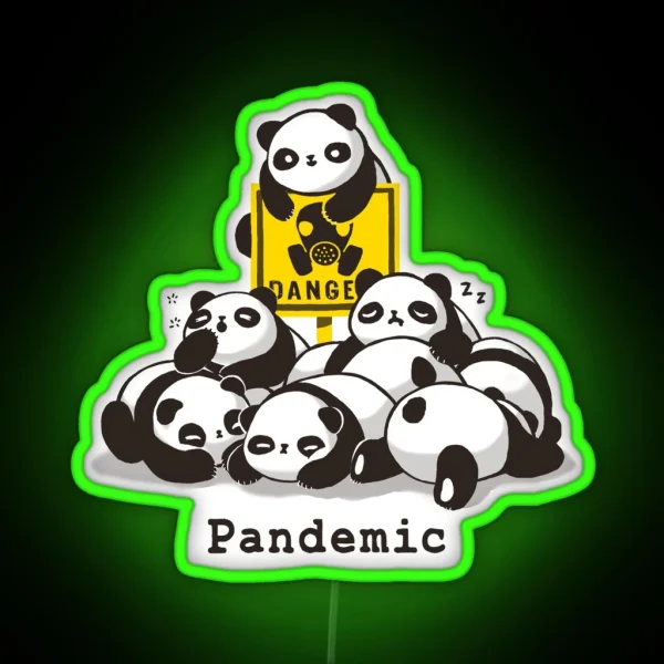 Pandemic Pun Fluffy Cute Panda Social Distancing RGB Neon Sign