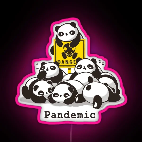 Pandemic Pun Fluffy Cute Panda Social Distancing RGB Neon Sign