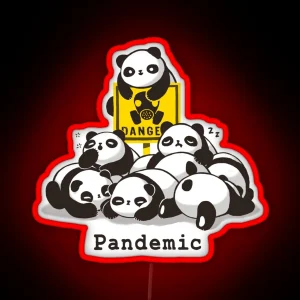 Pandemic Pun Fluffy Cute Panda Social Distancing RGB Neon Sign