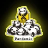 Pandemic social distancing humor with adorable panda in colorful lights