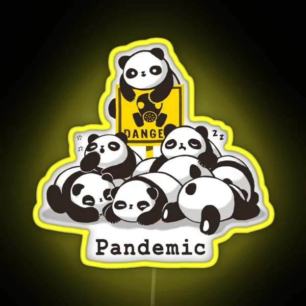 Pandemic Pun Fluffy Cute Panda Social Distancing RGB Neon Sign