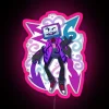 Vibrant RGB Neon Sign Featuring Iconic Cartoon Firefighter Character Design