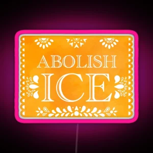 Papel Picado Abolish ICE Yellow RGB Neon Sign