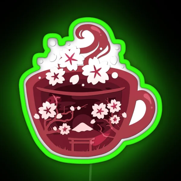 Papercraft Sakura Tea RGB Neon Sign
