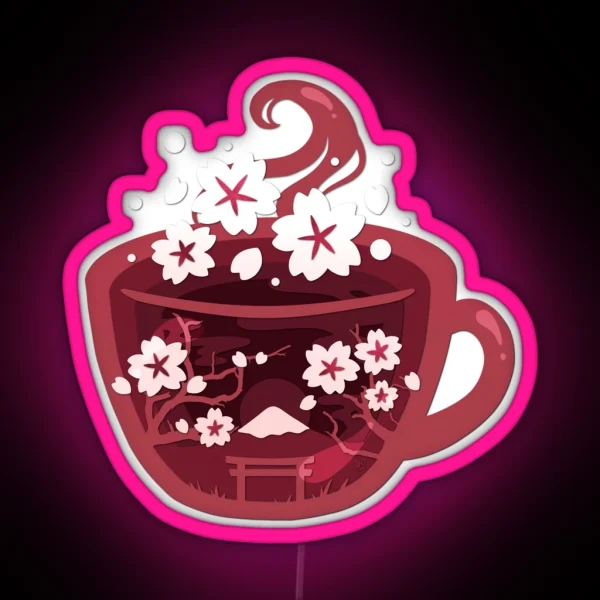 Papercraft Sakura Tea RGB Neon Sign