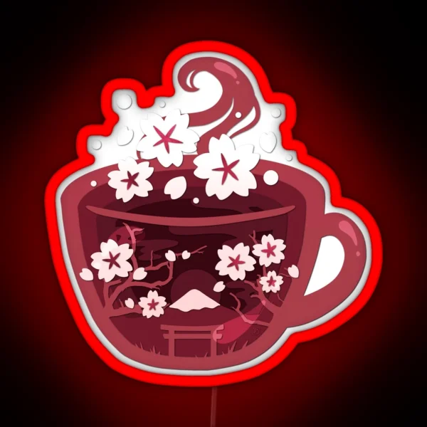 Papercraft Sakura Tea RGB Neon Sign