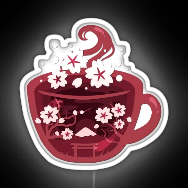 Papercraft Sakura Tea RGB Neon Sign