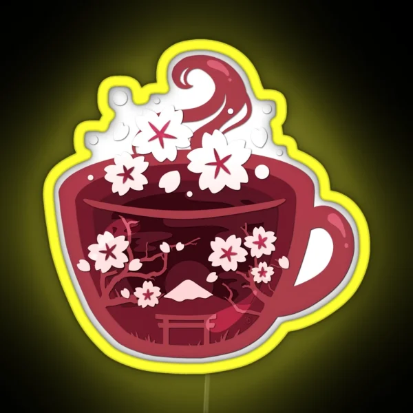 Papercraft Sakura Tea RGB Neon Sign