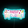 Parisian art studio decoration with colorful RGB neon light accents