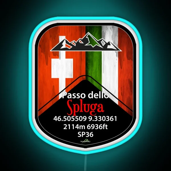 Passo Dello Spluga Italy Switzerland Motorcycle Cycle RGB Neon Sign
