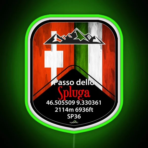 Passo Dello Spluga Italy Switzerland Motorcycle Cycle RGB Neon Sign