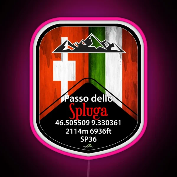 Passo Dello Spluga Italy Switzerland Motorcycle Cycle RGB Neon Sign