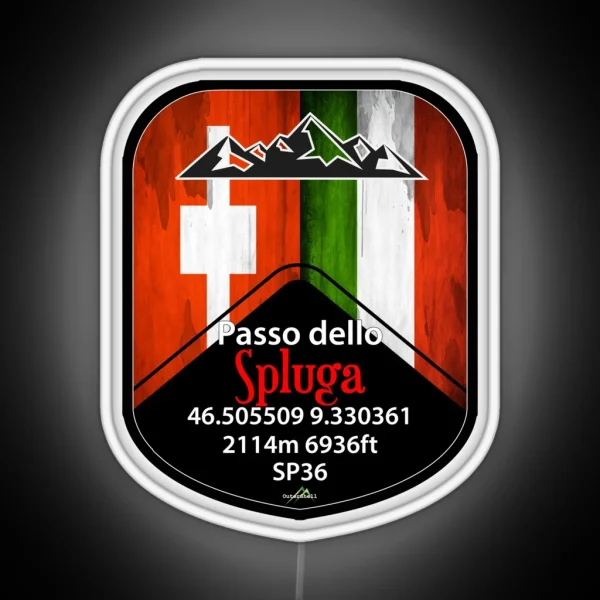 Passo Dello Spluga Italy Switzerland Motorcycle Cycle RGB Neon Sign