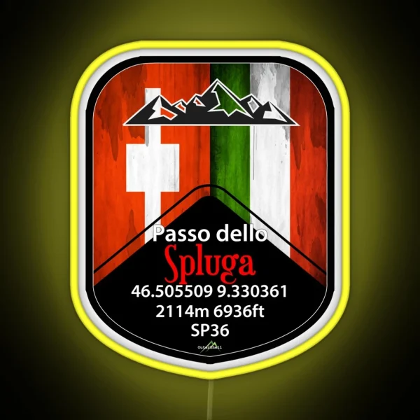 Passo Dello Spluga Italy Switzerland Motorcycle Cycle RGB Neon Sign