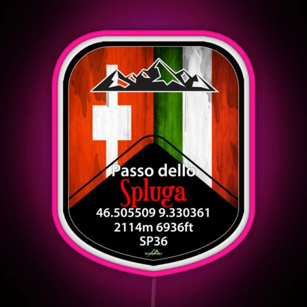 Passo Dello Spluga Italy Switzerland Motorcycle Cycle RGB Neon Sign