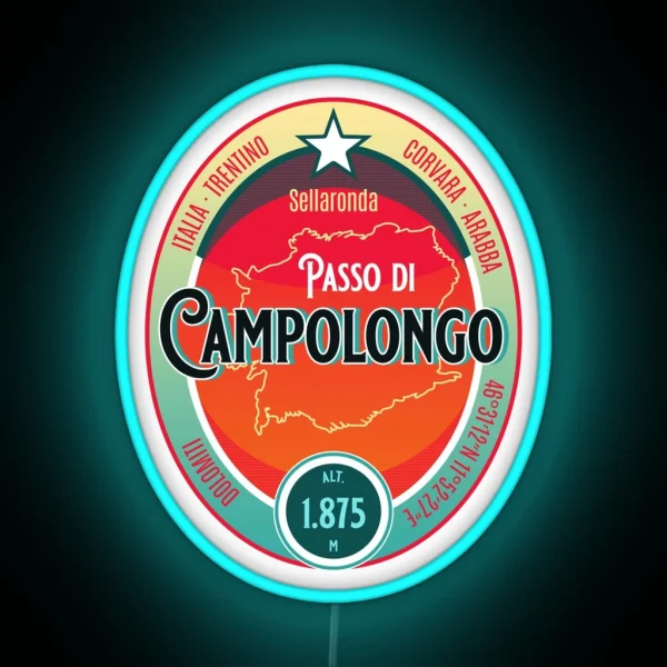 Passo Di Campolongo Dolomites Italy Motorcycle Touring RGB Neon Sign