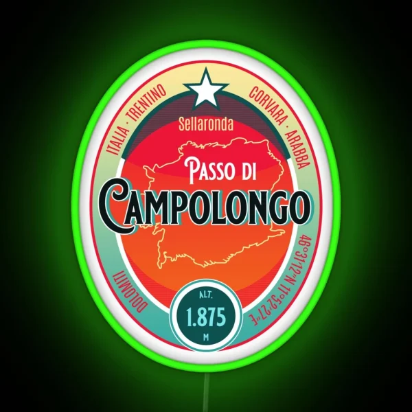 Passo Di Campolongo Dolomites Italy Motorcycle Touring RGB Neon Sign