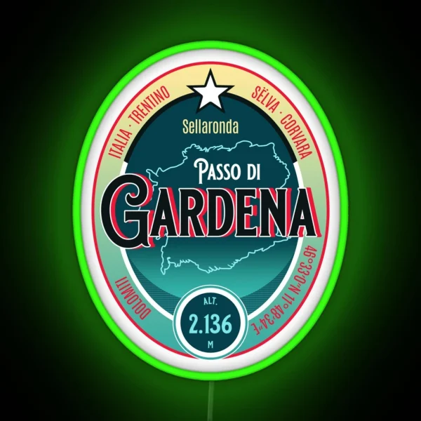 Passo Di Gardena Dolomites Italy Motorcycle Touring Led RGB Neon Sign
