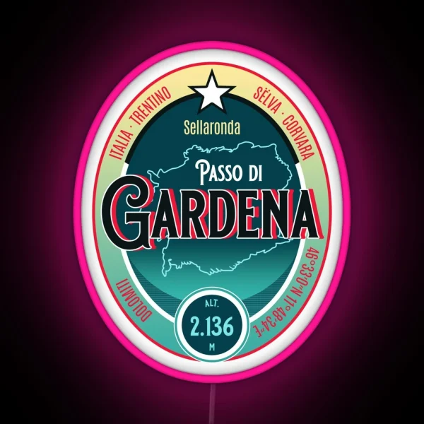 Passo Di Gardena Dolomites Italy Motorcycle Touring Led RGB Neon Sign