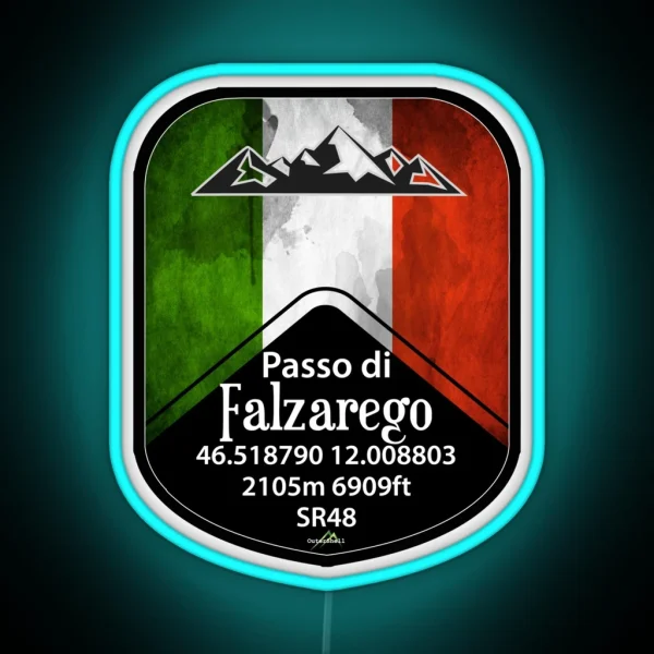 Passo Falzarego Italy Motorcycle Cycle Altitude Led Led RGB Neon Sign