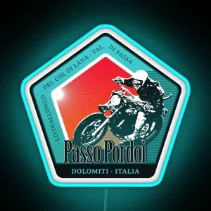 Passo Pordoi Italy Retro Motorcycle Led Led RGB Neon Sign