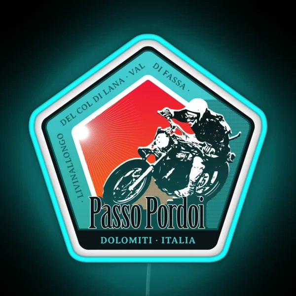 Passo Pordoi Italy Retro Motorcycle Led Led RGB Neon Sign