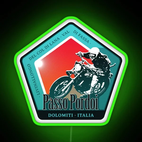 Passo Pordoi Italy Retro Motorcycle Led Led RGB Neon Sign