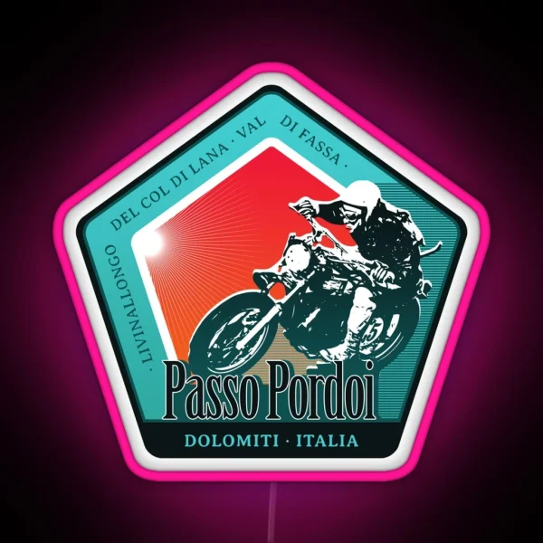 Passo Pordoi Italy Retro Motorcycle Led Led RGB Neon Sign