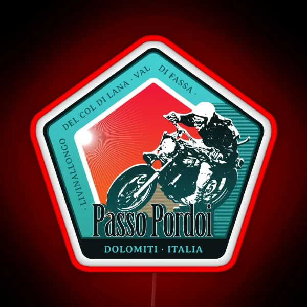 Passo Pordoi Italy Retro Motorcycle Led Led RGB Neon Sign